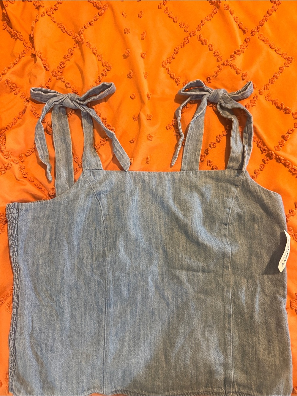 Old Navy Light Blue Denim Tie-Shoulder Crop Camisole